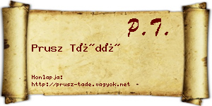 Prusz Tádé névjegykártya